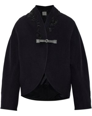forte_forte Wool Jacket With Appliqués - Blue