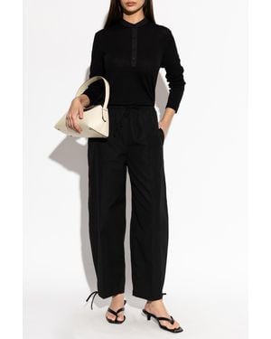 TOTEME Cotton Pants With Drawstring Cuffs - Black