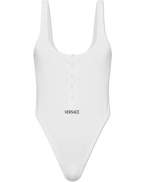 Versace Bodysuit With Embroidered Logo - White