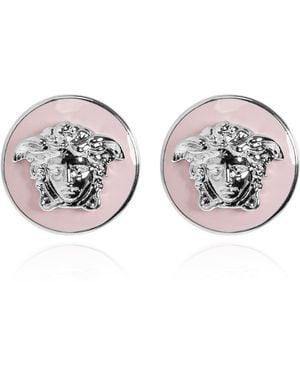 Versace Brass Earrings With Medusa Head - Pink