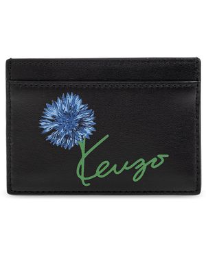 KENZO Leather Card Holder With Logo - Black