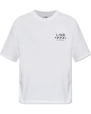 LAB C.O. OFF WHITE T-Shirt With Printed Logo - White