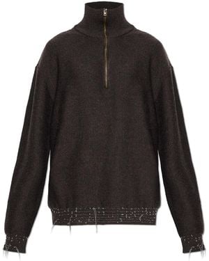 Maison Margiela Jumper With Decorative Threads - Black