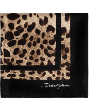 Dolce & Gabbana Silk Scarf With Animal Motif - Black