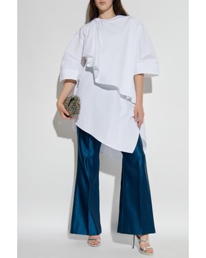 Fendi Silk Pants With Flared Creased Legs - Blue