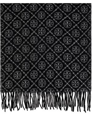 Tory Burch Scarf With Monogram - Black