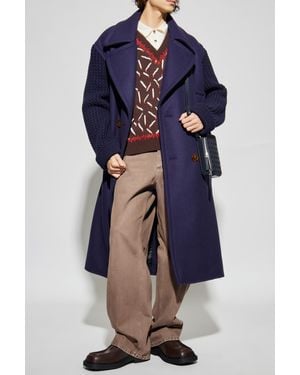 Lanvin Wool Coat With Single Vent - Blue