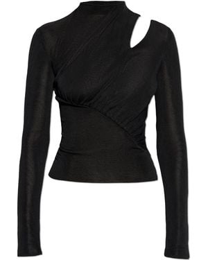 Self-Portrait Long-Sleeve Top - Black