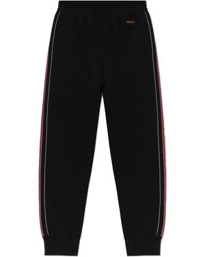 Versace Cotton Pants With Ribbed Cuffs - Black