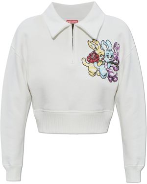 KENZO Polo With A Shimmering Applique - White
