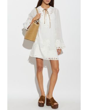 Zimmermann Dress With Openwork Pattern - White