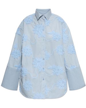 ROTATE BIRGER CHRISTENSEN Shirt With Floral Motif - Blue