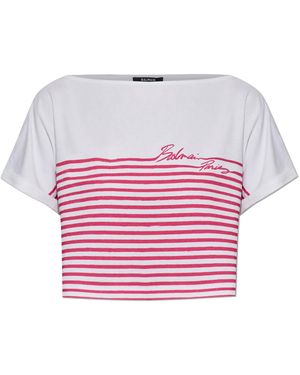 Balmain Top With A Striped Pattern - Red