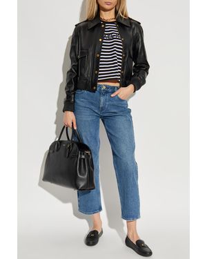 MICHAEL Michael Kors Leather Jacket With Epaulettes - Blue