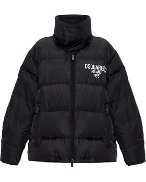 DSquared² Down Jacket With Printed Logo, - Black
