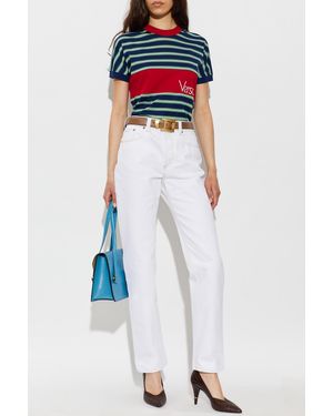 Versace T-Shirt With Striped Pattern - Blue