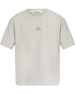 Stone Island T-Shirt With Embroidered Logo - White