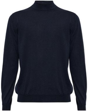 Kiton Cashmere Jumper With A Stand-Up Collar - Blue