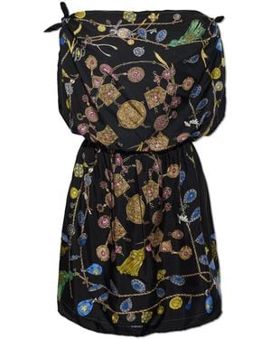 Versace Silk Dress With "Broken Jewels" Print - Black