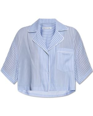 T By Alexander Wang Loose-Fit Shirt With A Striped Pattern - Blue