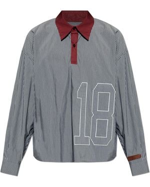 PDF Striped Pattern Polo - Grey