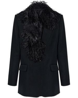 The Attico Jacket With Ostrich Feathers - Black