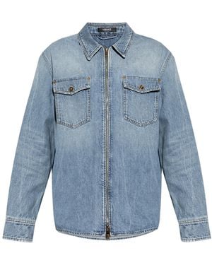 Versace Denim Shirt With 'Vintage' Effect - Blue