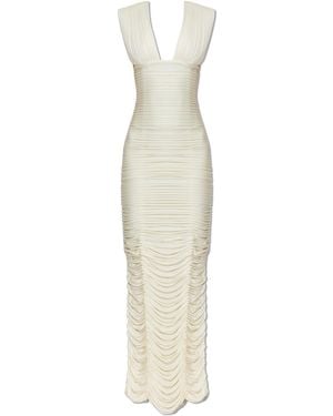 Versace Draped Dress With A Back Slit - White