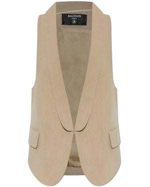 Balmain Asymmetrical Vest - Natural