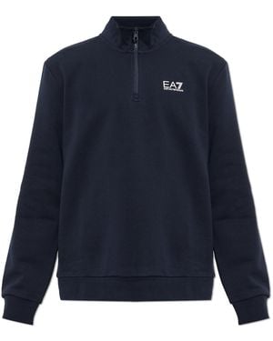 EA7 Sweatshirt With Stand-Up Collar - Blue