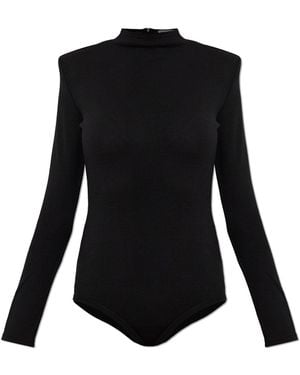 Jil Sander Wool Bodysuit With Long Sleeves - Black