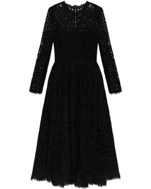 Dolce & Gabbana Lace Dress With Long Sleeves - Black