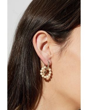 Tory Burch Earrings With Glass Pearls - Black