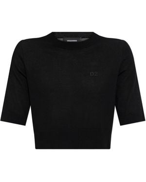 DSquared² Wool Top With Logo - Black