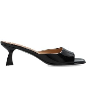 NODALETO Leather Heeled Mules - Black