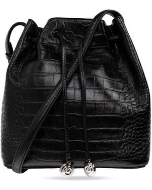 Liffner Leather Bag 'Charm Bucket Small Croc' - Black