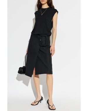 Ami Paris Wool Skirt With Decorative Belt - Black