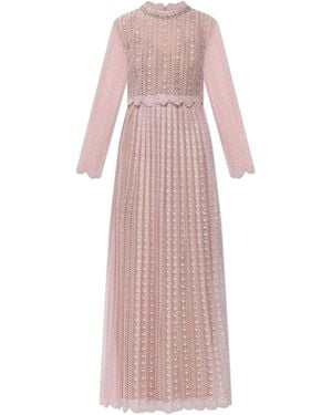 Self-Portrait Lace Dress With Belt - Pink