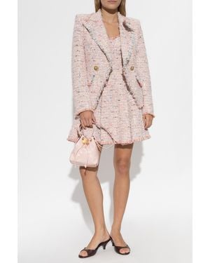 Balmain Tweed Dress With Straps - Pink