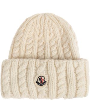 Moncler Cap With Logo Patch - Natural