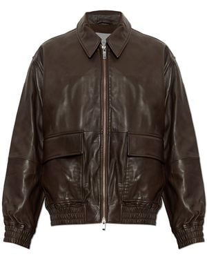 Studio Nicholson Leather Jacket 'Piston' - Brown