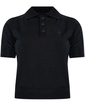 Ami Paris Wool Polo - Black