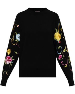 KENZO Wool Sweater With Floral Motif - Black