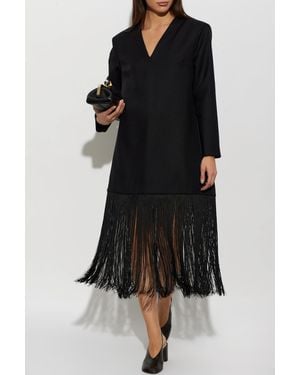 By Malene Birger Wool Dress 'Mella' With Fringes - Black