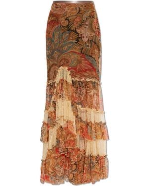 Etro Silk Skirt With Ruffles - Multicolour