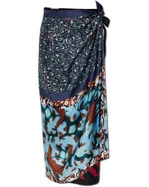 Dries Van Noten Silk Skirt "Scarfy Long" - Blue