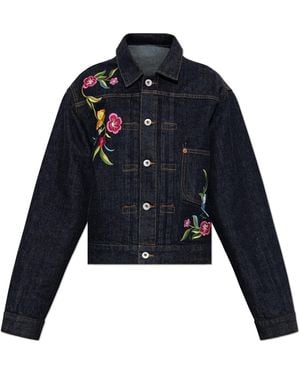 KENZO Denim Jacket With Floral Motif - Blue