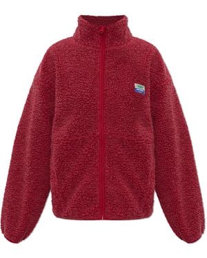 American Vintage Fleece Sweatshirt With A Stand-Up Collar - Red