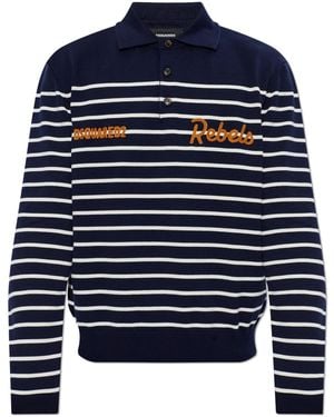 DSquared² Polo Shirt With Striped Pattern - Blue