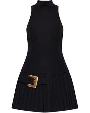 Balmain Dress With A Pleated Skirt - Black